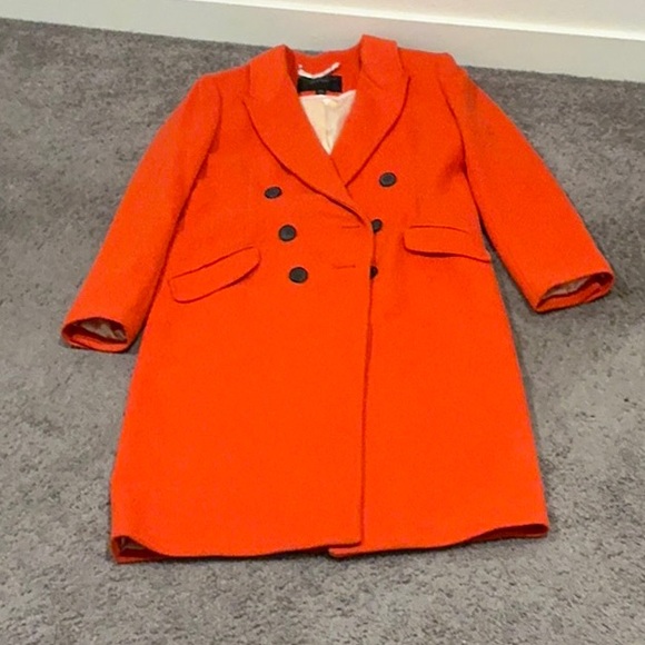 Women's Double-Breasted Orange Coat - Picture 1 of 5